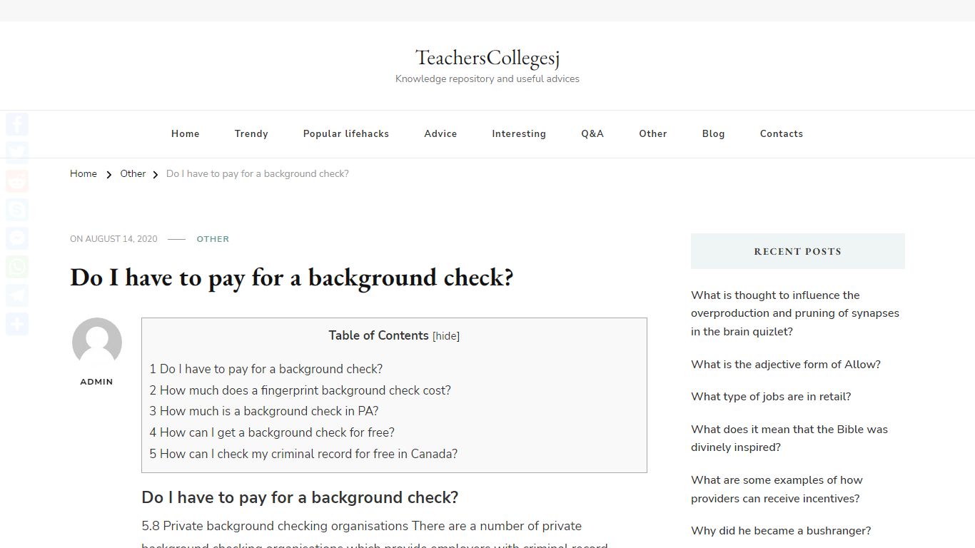 Do I have to pay for a background check? – TeachersCollegesj