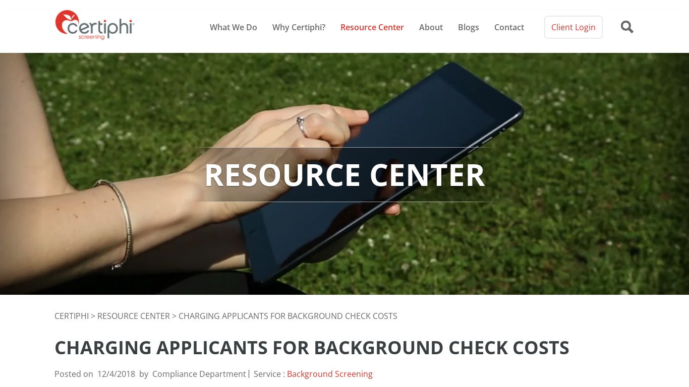 Charging Applicants for Background Check Costs - certiphi.com