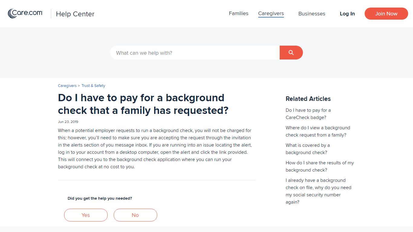 Do I have to pay for a background check that a family has requested? - Care